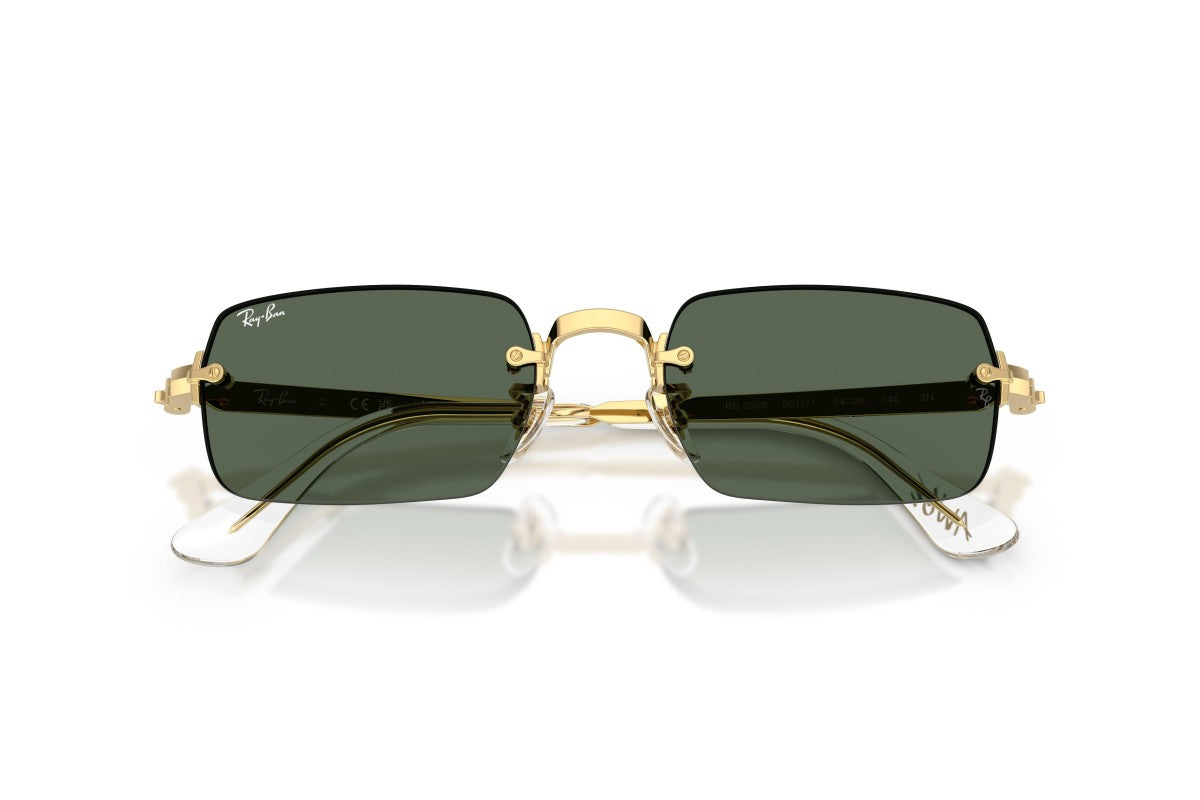 Ray-Ban RB3928 Oval Sunglasses in Dark Green Gold, detail view