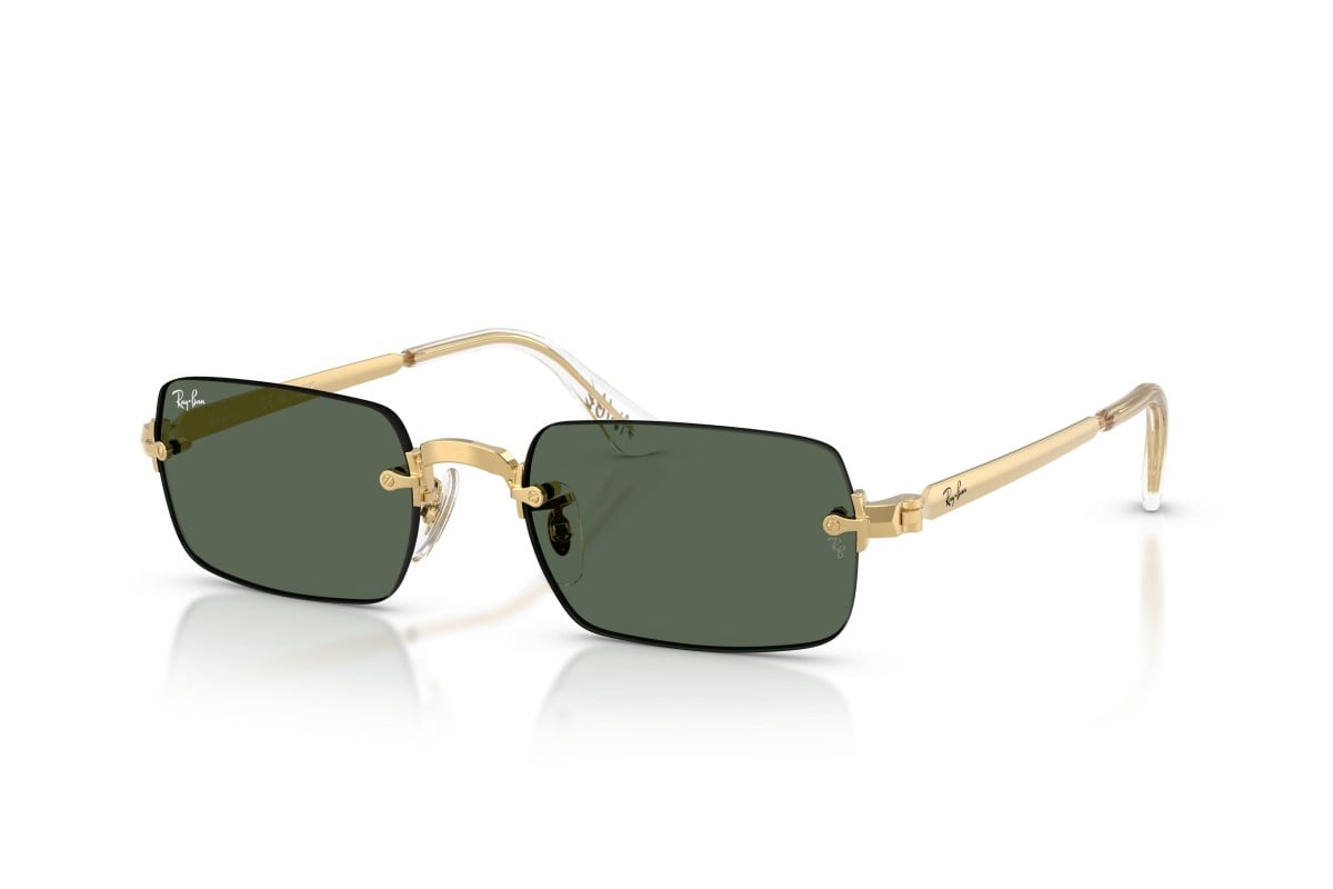 Ray-Ban RB3928 Oval Sunglasses in Dark Green Gold, angle view