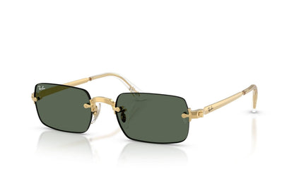 Ray-Ban RB3928 Oval Sunglasses in Dark Green Gold, angle view