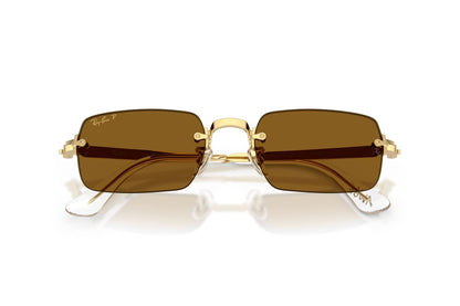 Ray-Ban RB3928 Oval Sunglasses in Dark Brown Gold, detail view