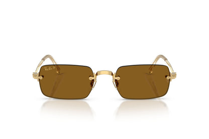 Ray-Ban RB3928 Oval Sunglasses in Dark Brown Gold, front view