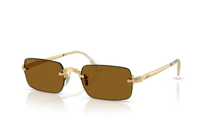 Ray-Ban RB3928 Oval Sunglasses in Dark Brown Gold, angle view