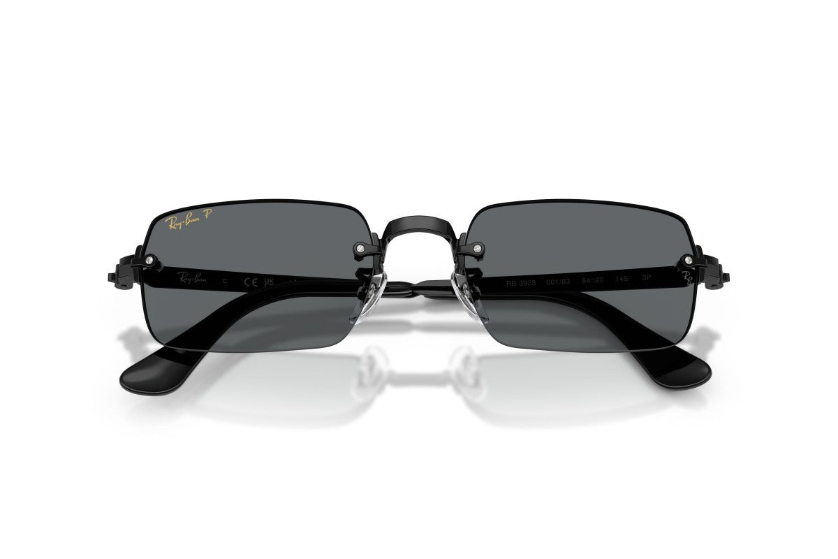 Ray-Ban RB3928 Oval Sunglasses in Dark Gray Black, detail view