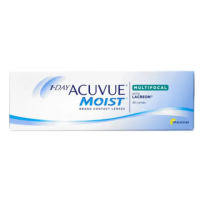 1-Day Acuvue Moist Multifocal Contact Lenses box, front view