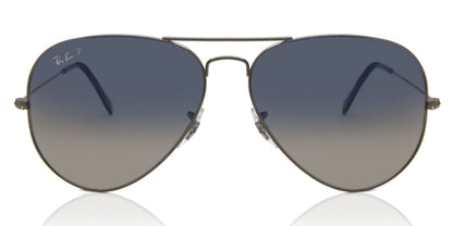 Ray-Ban RB3025I Aviator Sunglasses in Grey Blue Gradient Gunmetal, front view