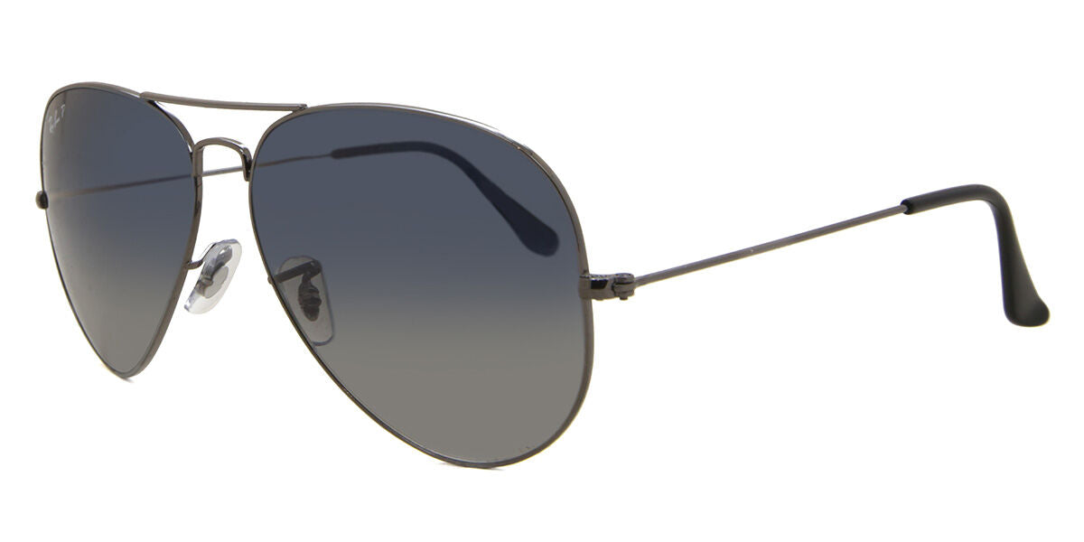 Ray-Ban RB3025I Aviator Sunglasses in Grey Blue Gradient Gunmetal, side view