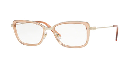 Versace VE1243 Rectangle Eyeglasses in Pale Gold / Brown Transparent, detail view