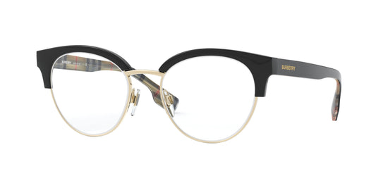 Burberry BE2316 Oval Eyeglasses in Clear Demo Lenses With Black And Pale Gold Frame, front view