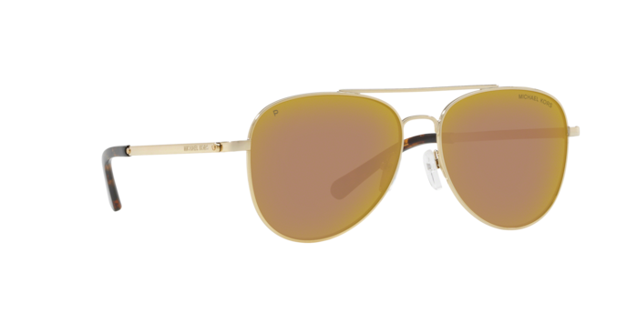 Michael Kors MK1045/S Pilot Sunglasses in Brown Solid Mirror Polar / Light Gold, angle view