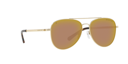 Michael Kors MK1045/S Pilot Sunglasses in Brown Solid Mirror Polar / Light Gold, angle view