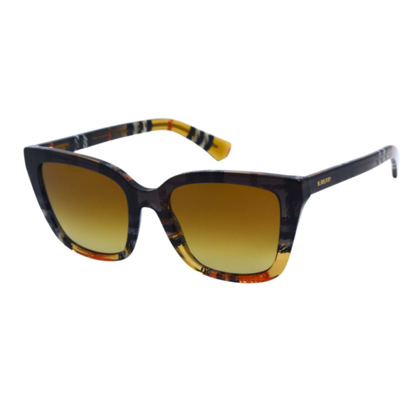 Burberry BE4487/S Square Sunglasses in Brown Gradient Lenses With Check Gradient Black Brown Frame, front view