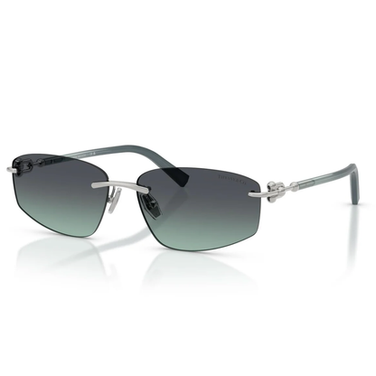 Tiffany & Co. TF3114 Rectangle Sunglasses in Azure To Dark Grey Gradient / Polished Silver, front view