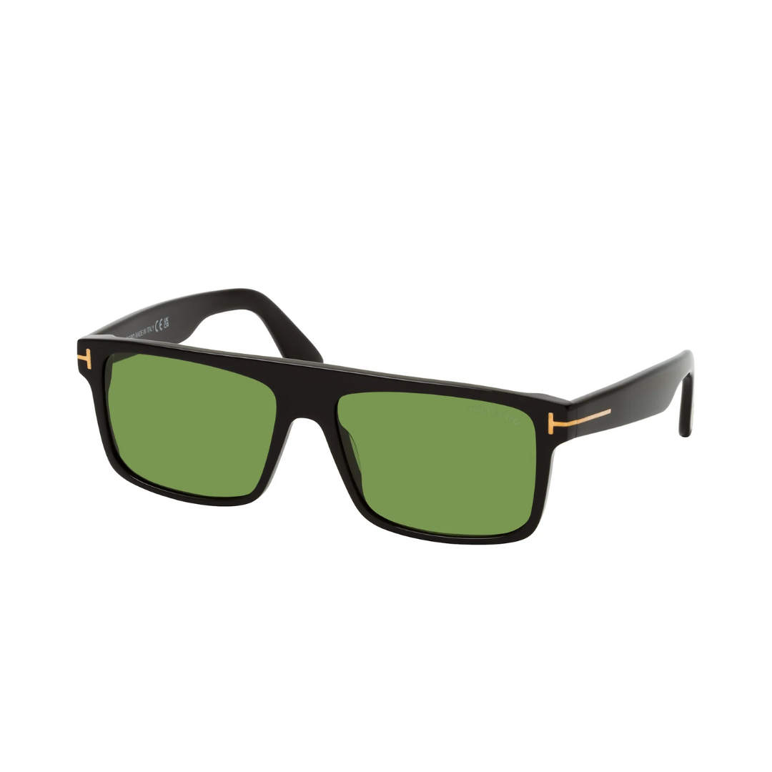 Tom Ford TF0999 Rectangle Sunglasses in Green / Shiny Black, front view