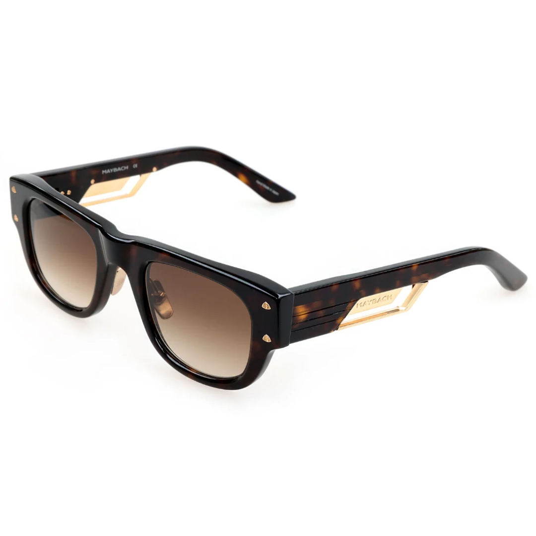 Maybach THE REBEL 1 Wayfarer Sunglasses in Umber Brown Gradient / Mellow Gold-Plated Tortoise, front view