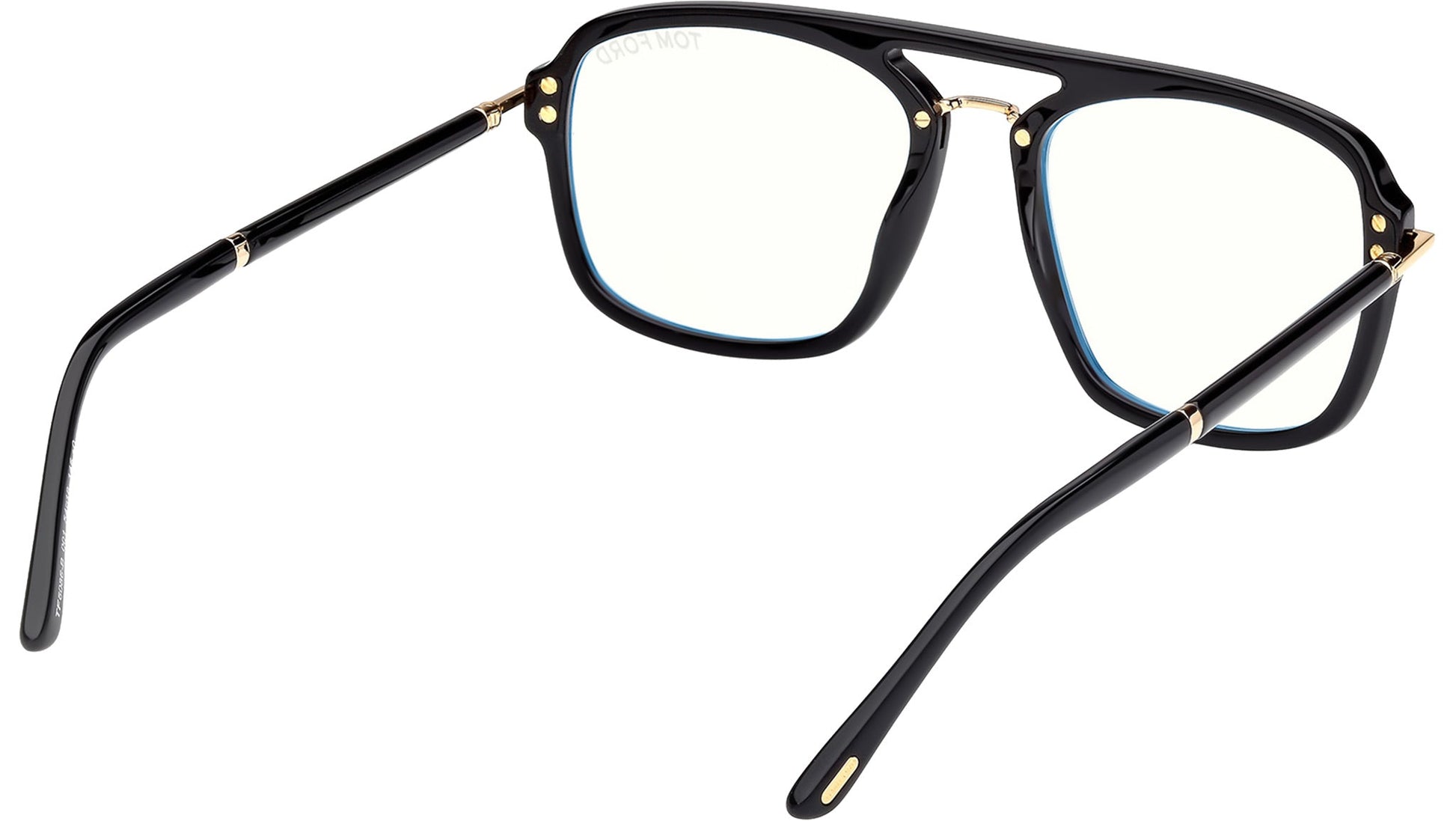Tom Ford TF6086 Pilot Eyeglasses in Clear Lenses With Shiny Black Frame, angle view