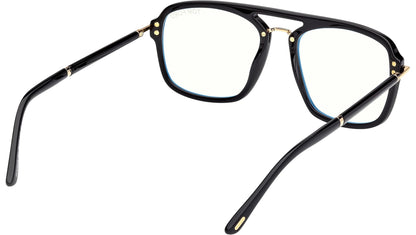 Tom Ford TF6086 Pilot Eyeglasses in Clear Lenses With Shiny Black Frame, angle view