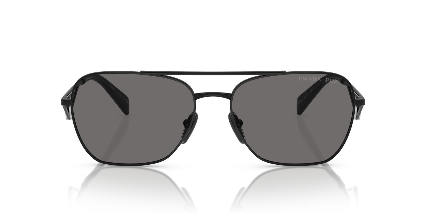 Prada PRA50S Round Sunglasses in Solid Grey Lenses With Black Frame, back view