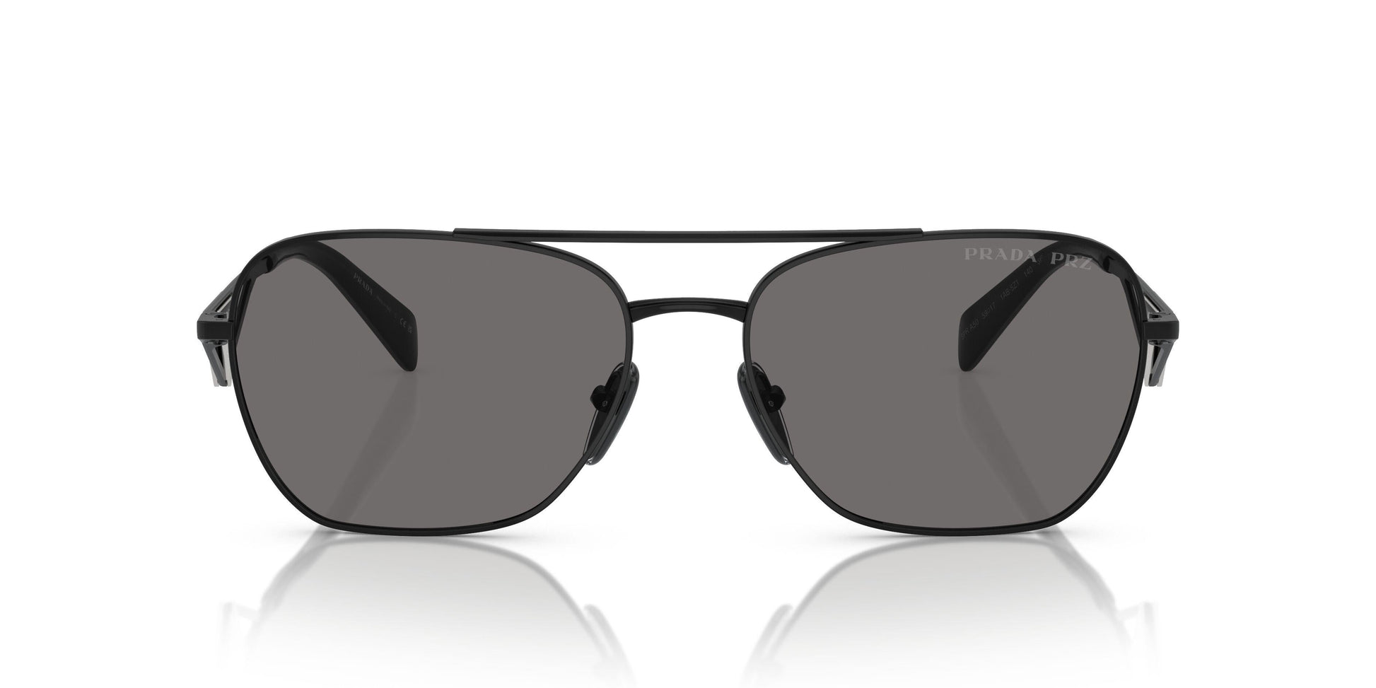 Prada PRA50S Round Sunglasses in Solid Grey Lenses With Black Frame, back view