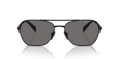 Prada PRA50S Round Sunglasses in Solid Grey Lenses With Black Frame, back view