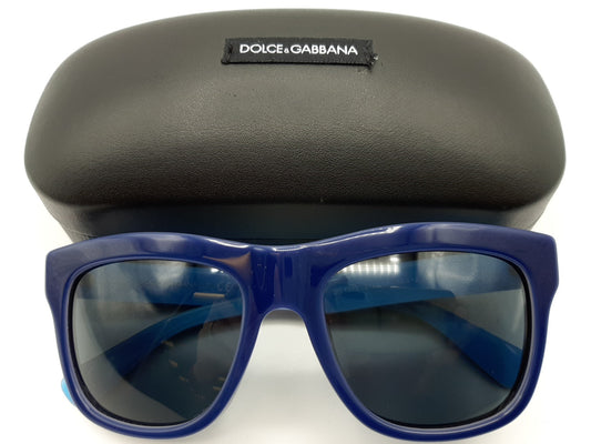 Dolce & Gabbana DG4203 Rectangle Sunglasses in Dark Blue / Blue, side view