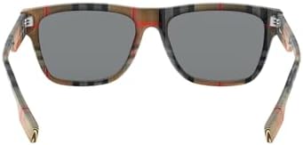 Burberry BE4293/S Square Sunglasses in Grey Lenses With Black Vintage Check Frame, side view
