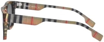 Burberry BE4293/S Square Sunglasses in Grey Lenses With Black Vintage Check Frame, angle view