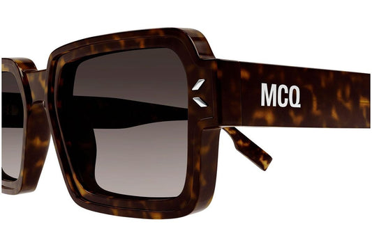 Alexander McQueen MQ0381S Rectangle Sunglasses in Brown Gradient Lenses With Shiny Dark Havana Frame, side view