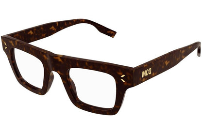 Alexander McQueen MQ0344O Square Eyeglasses in Clear Demo Lenses With Shiny Dark Havana Frame, front view