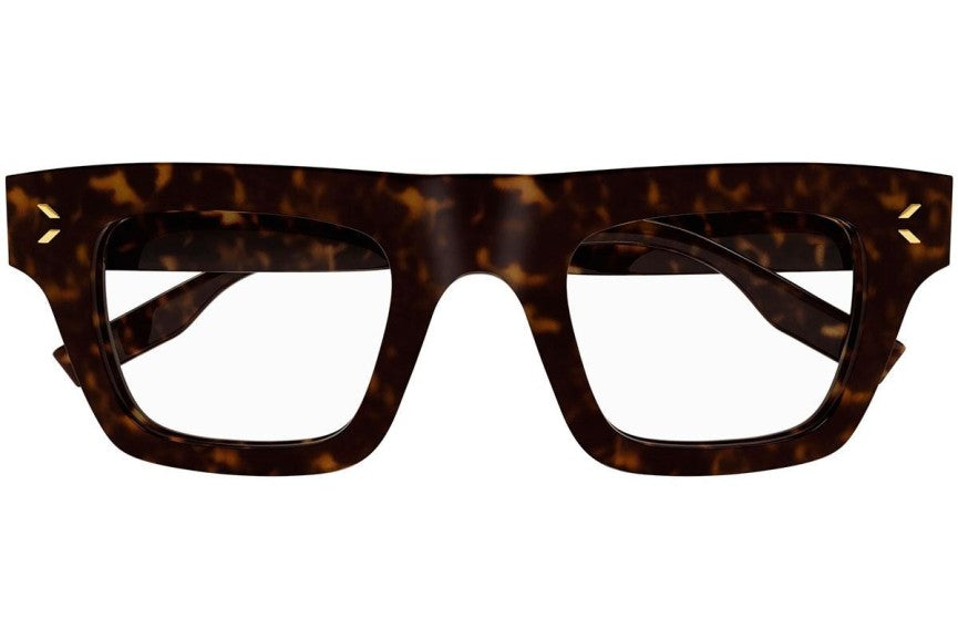 Alexander McQueen MQ0344O Square Eyeglasses in Clear Demo Lenses With Shiny Dark Havana Frame, angle view
