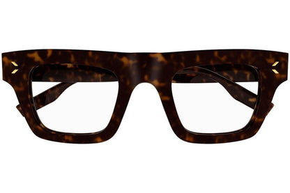 Alexander McQueen MQ0344O Square Eyeglasses in Clear Demo Lenses With Shiny Dark Havana Frame, angle view