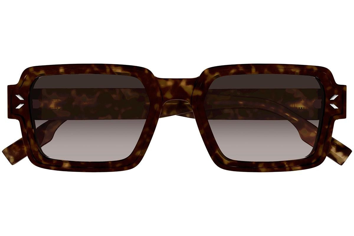 Alexander McQueen MQ0381S Rectangle Sunglasses in Brown Gradient Lenses With Shiny Dark Havana Frame, angle view