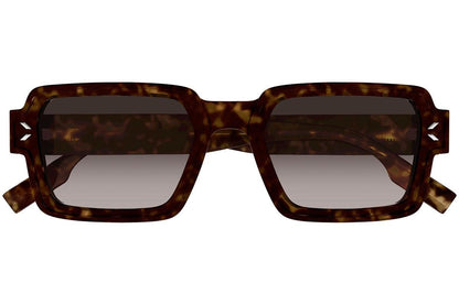 Alexander McQueen MQ0381S Rectangle Sunglasses in Brown Gradient Lenses With Shiny Dark Havana Frame, angle view