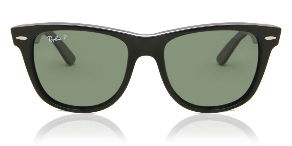 Ray-Ban RB2140 Wayfarer Sunglasses in Green Polarized / Black, front view