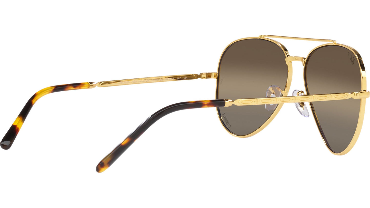 Ray-Ban RB3625 Aviator Sunglasses in Gradient Brown Mirror Lenses With Gold Frame, back view
