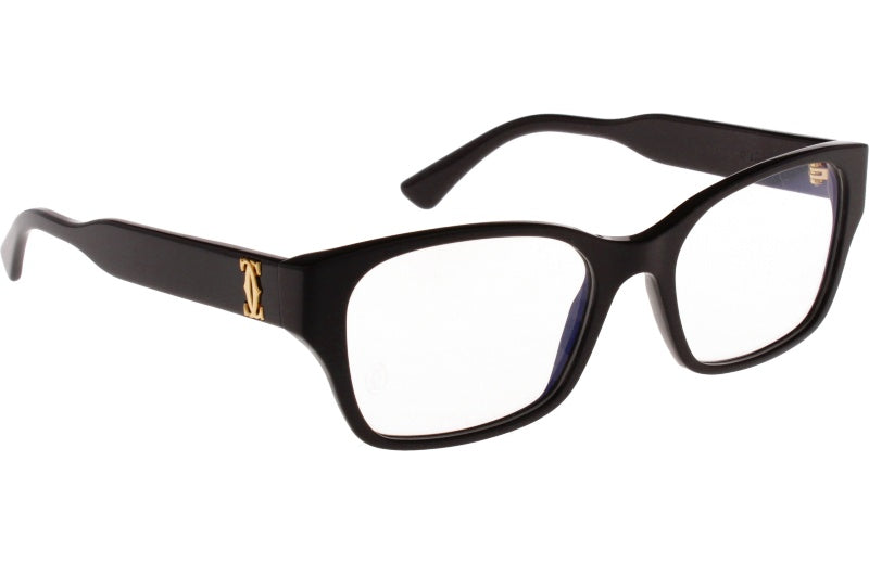 Cartier CT0316O Rectangle Eyeglasses in Demo Lenses With Shiny Black Frame, angle view