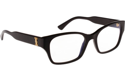 Cartier CT0316O Rectangle Eyeglasses in Demo Lenses With Shiny Black Frame, angle view