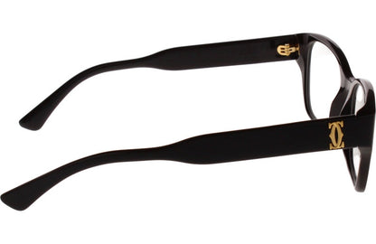 Cartier CT0316O Rectangle Eyeglasses in Demo Lenses With Shiny Black Frame, side view