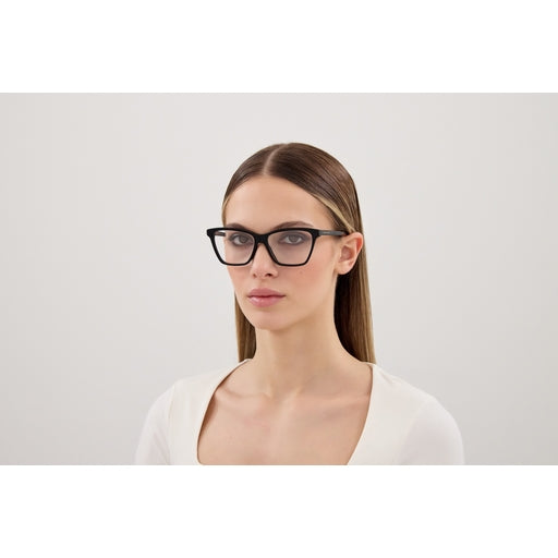 Bottega Veneta BV1421O Cat Eye Eyeglasses in Clear Lenses With Black Frame, detail view