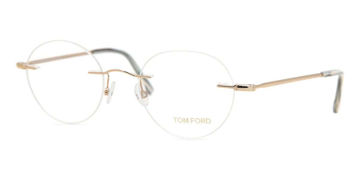 Tom Ford TF5340 Round Eyeglasses in Clear Shiny Rose Gold, side view