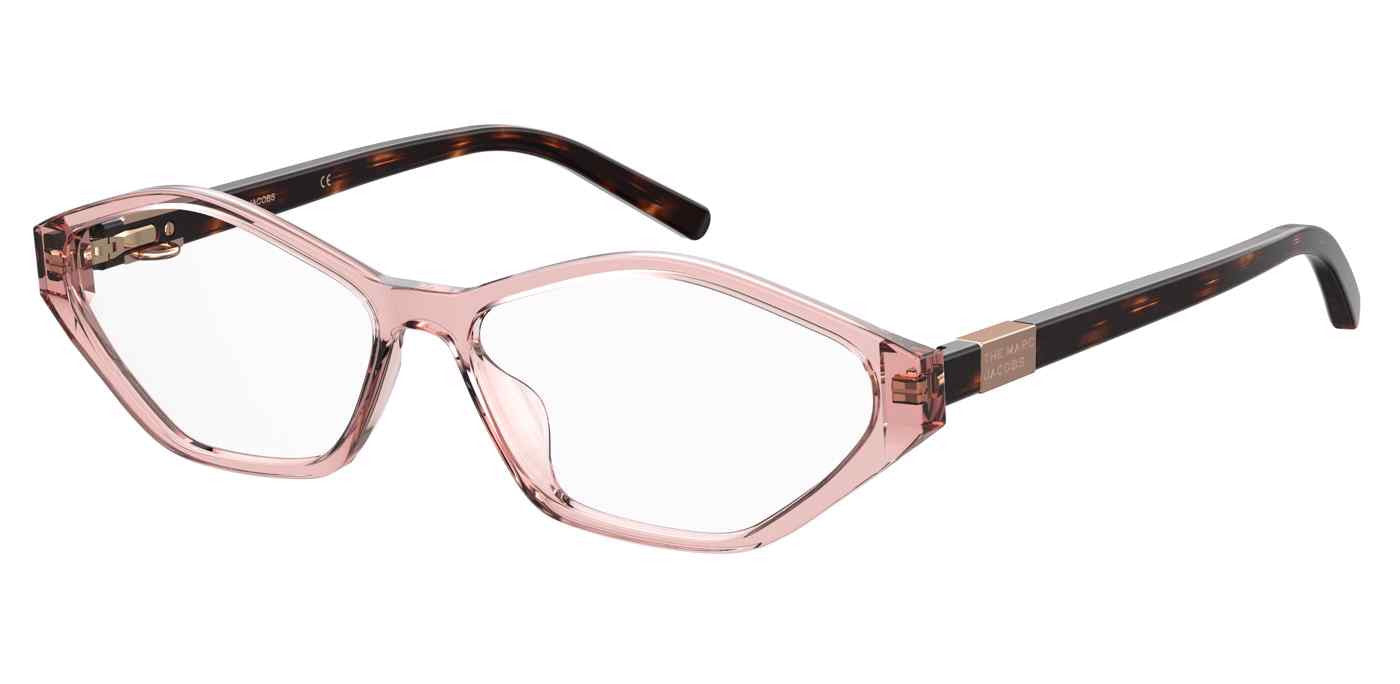 Marc Jacobs MARC498 Cat Eye Eyeglasses in Transparent Peach / Havana Peach, angle view