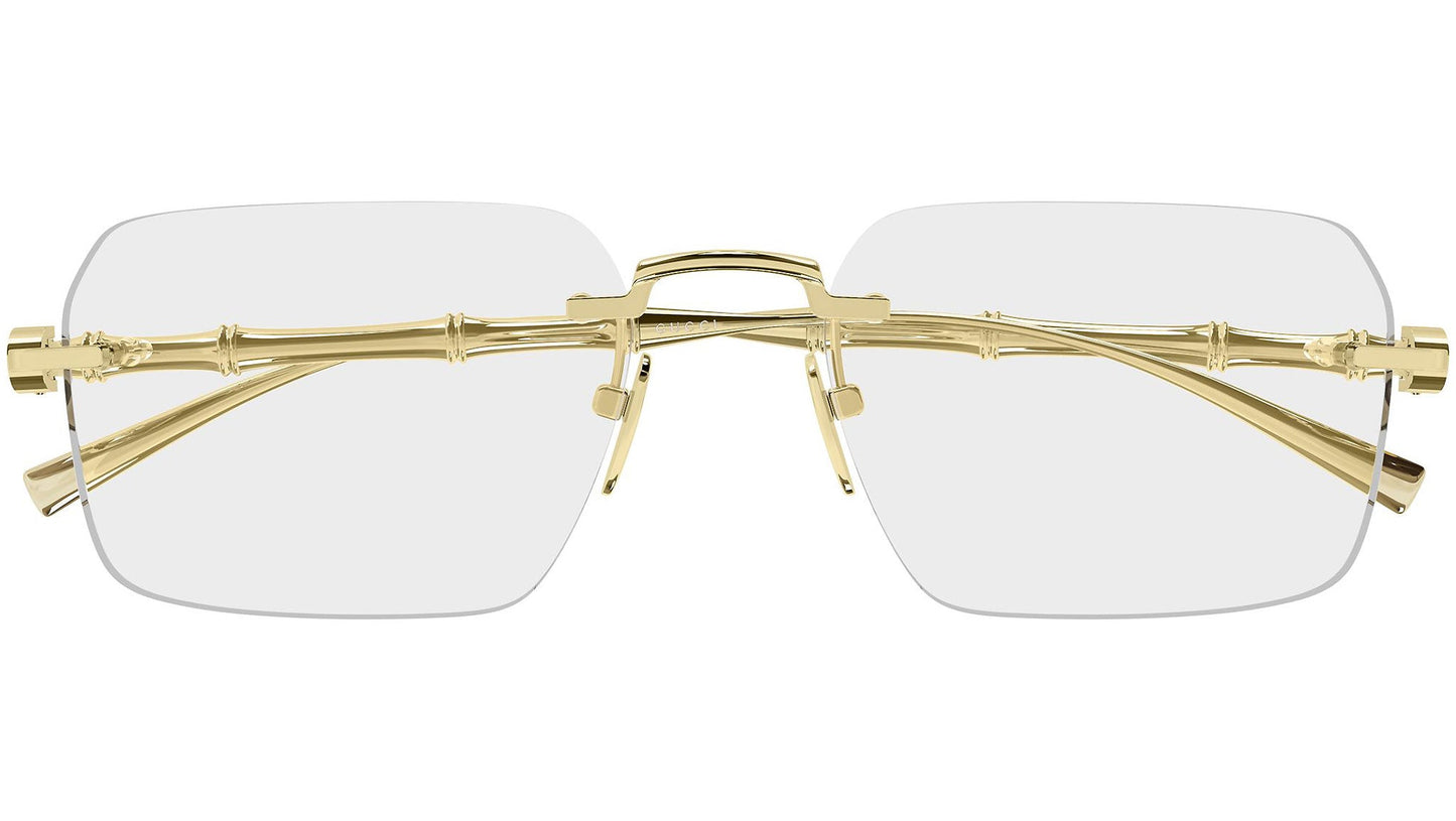 Gucci GG2154O Rectangle Eyeglasses in Clear Lenses With Gold Frame, front view