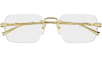 Gucci GG2154O Rectangle Eyeglasses in Clear Lenses With Gold Frame, front view