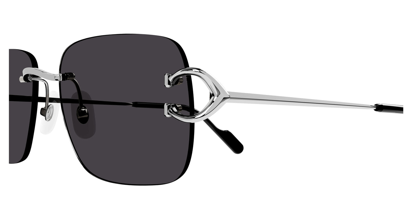 Cartier CT0330S Square Sunglasses in Gray Silver, detail view