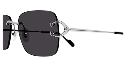 Cartier CT0330S Square Sunglasses in Gray Silver, detail view