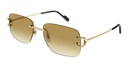 Cartier CT0330S Square Sunglasses in Yellow Gold, front view