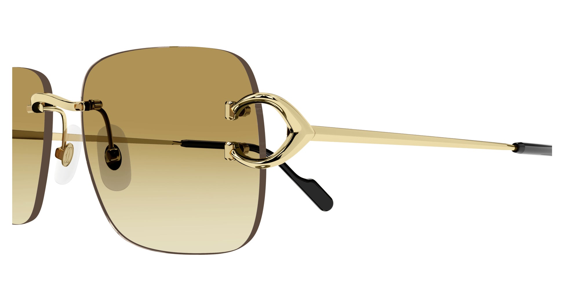 Cartier CT0330S Square Sunglasses in Yellow Gold, detail view