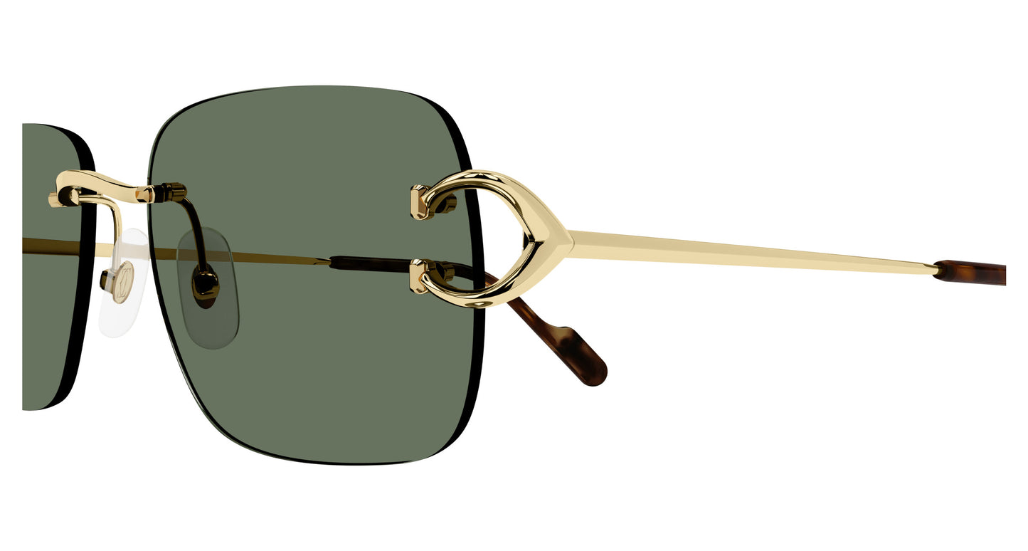 Cartier CT0330S Square Sunglasses in Green Gold, detail view