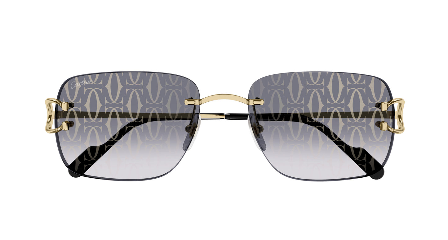 Cartier CT0330S Square Sunglasses in Gray Gold, detail view