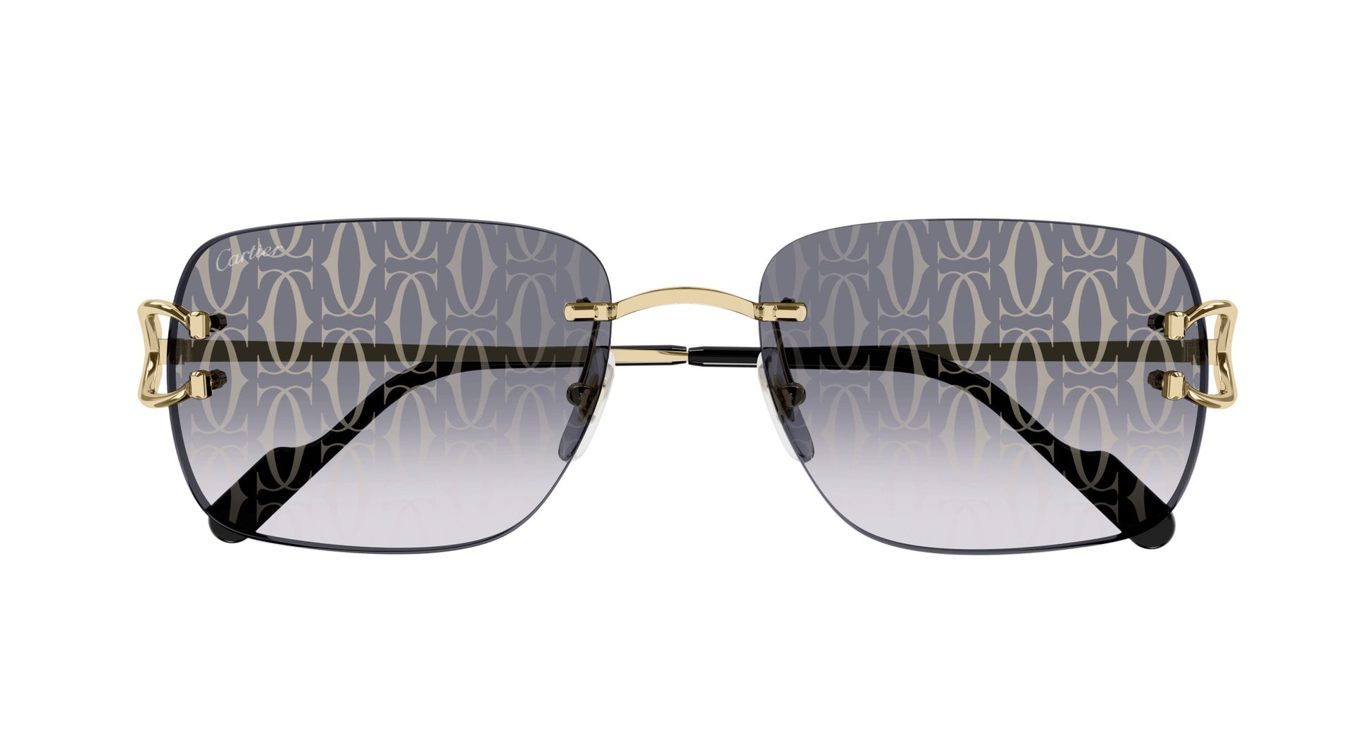 Cartier CT0330S Square Sunglasses in Gray Gold, detail view