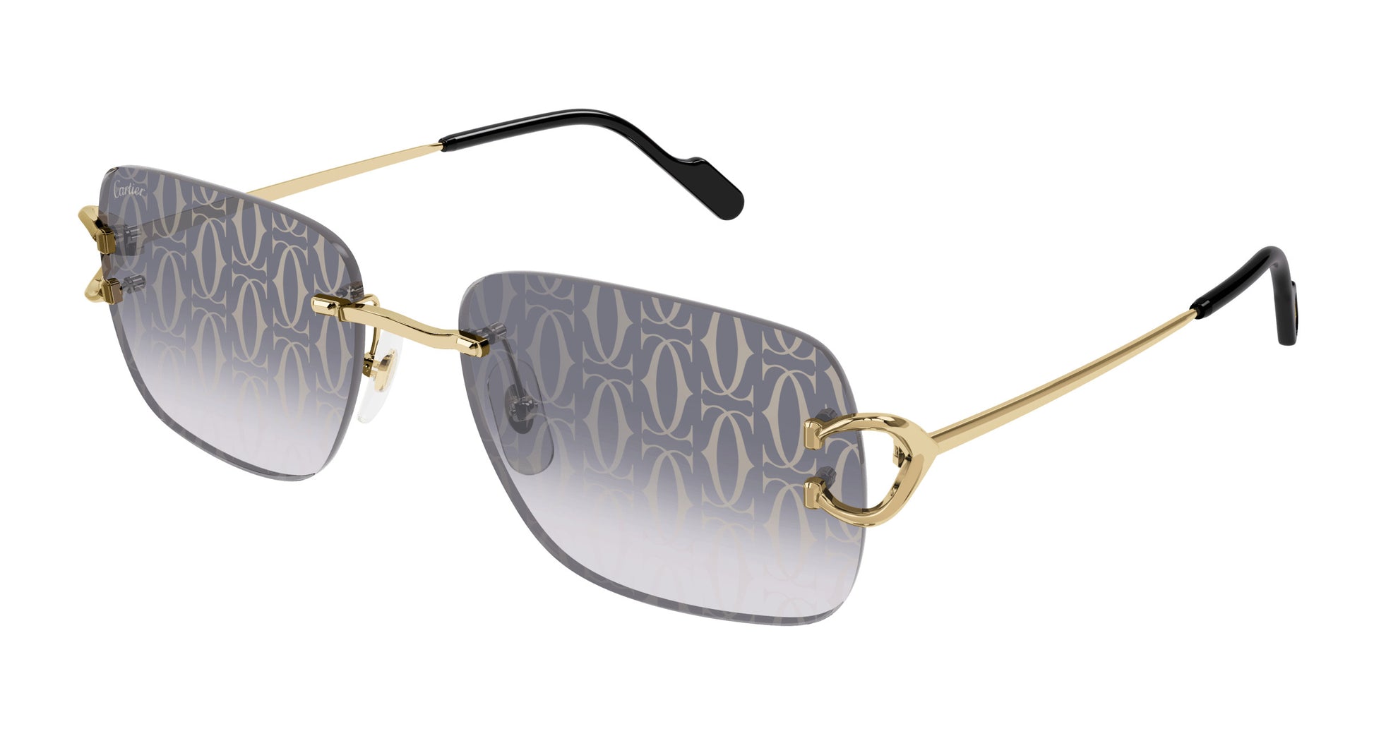 Cartier CT0330S Square Sunglasses in Gray Mirror Gold, front view